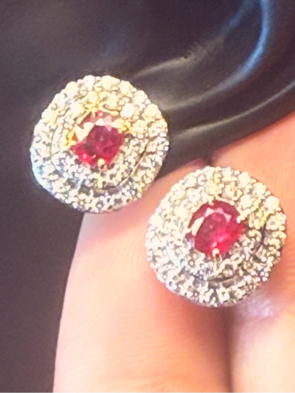 Natural Burmese Ruby and Diamond Earring in 18 k solid gold with lab certificate